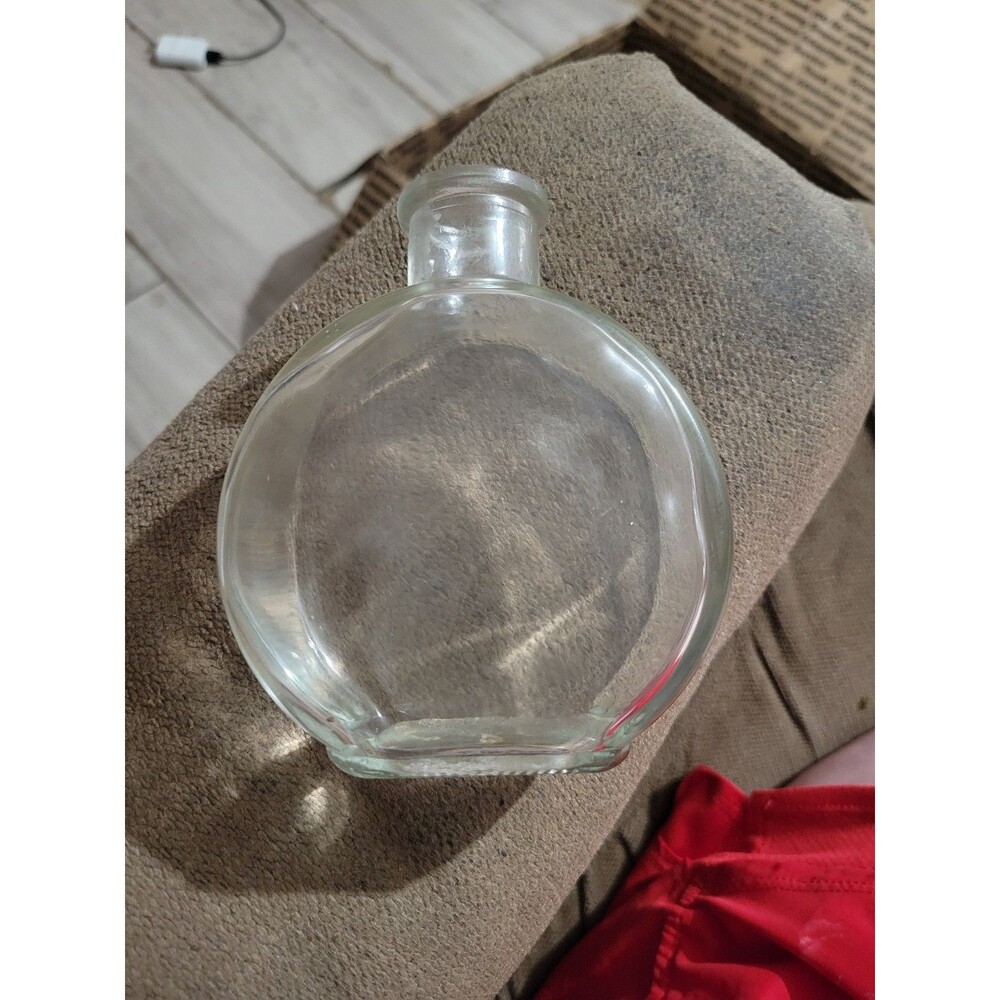 Clear Glass Flat Round Liquor Spirit Pocket Flask Utility Bottle